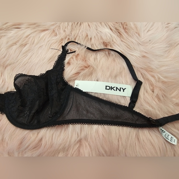 Black lace, DKNY, bra,  intimates, vacation, honeymoon, travel, 36b, - Picture 3 of 5